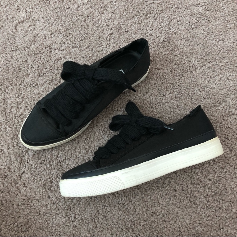 Siren Black Satin Platform Shoes